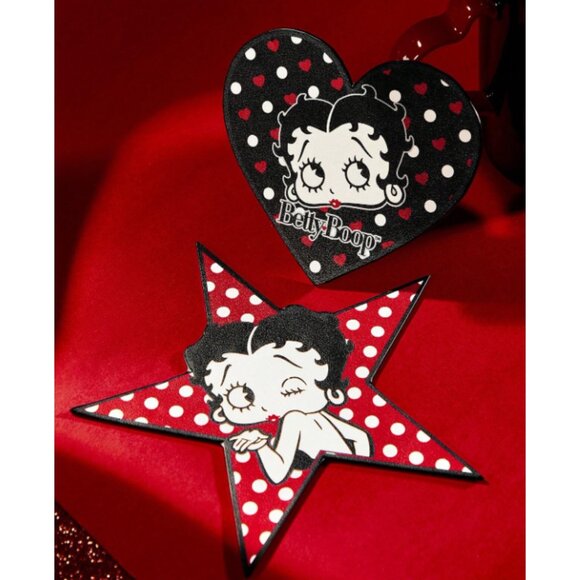 Betty Boop Coaster Set Star & Heart Retro Polka Dot 2pcs Cute Cartoon Decor - Picture 5 of 6